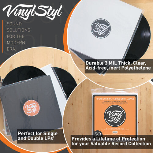 Vinyl Styl® 12 Inch Vinyl Record Outer Sleeve Polyethylene - 50 Count (Clear)