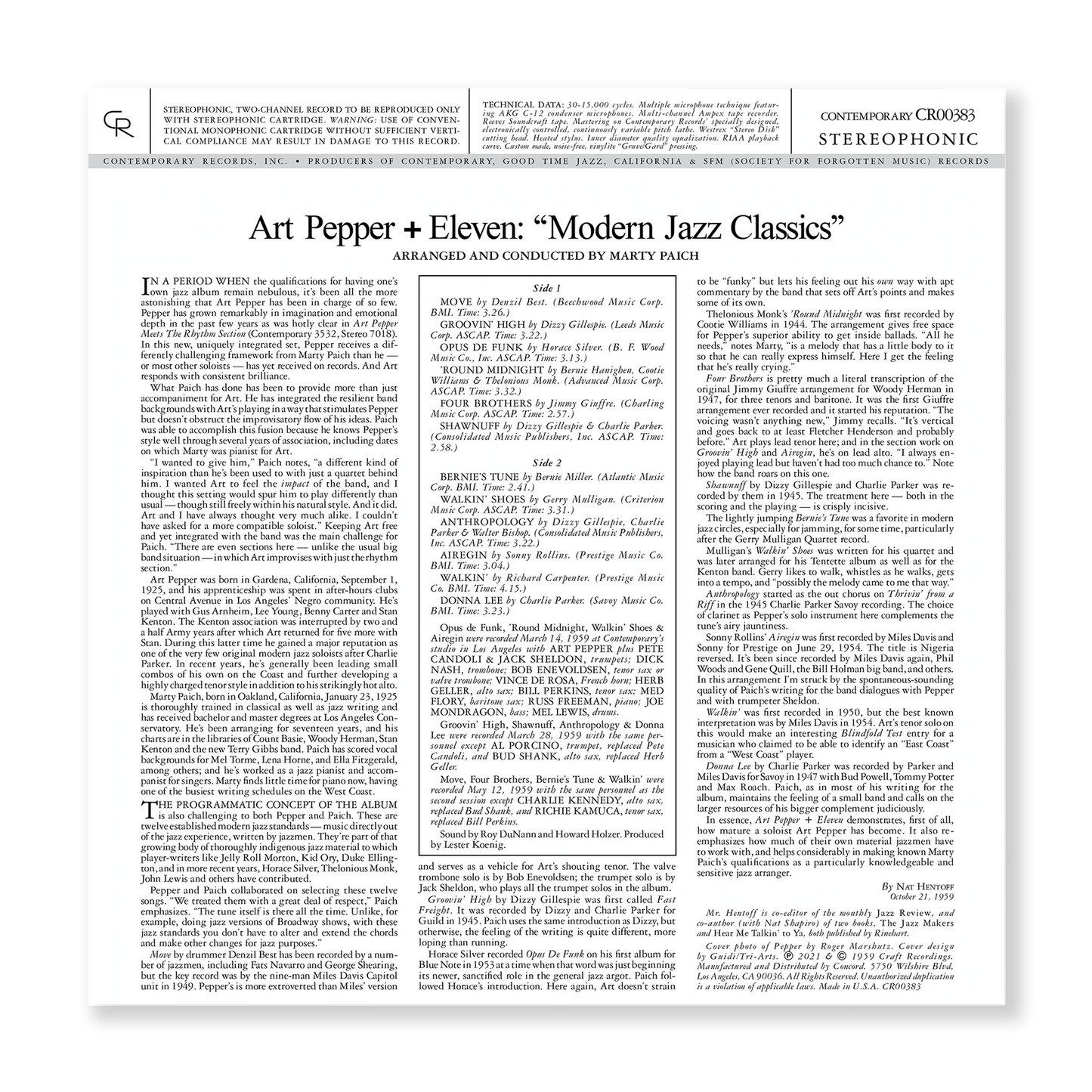 Art Pepper - +11 - Contemporary LP