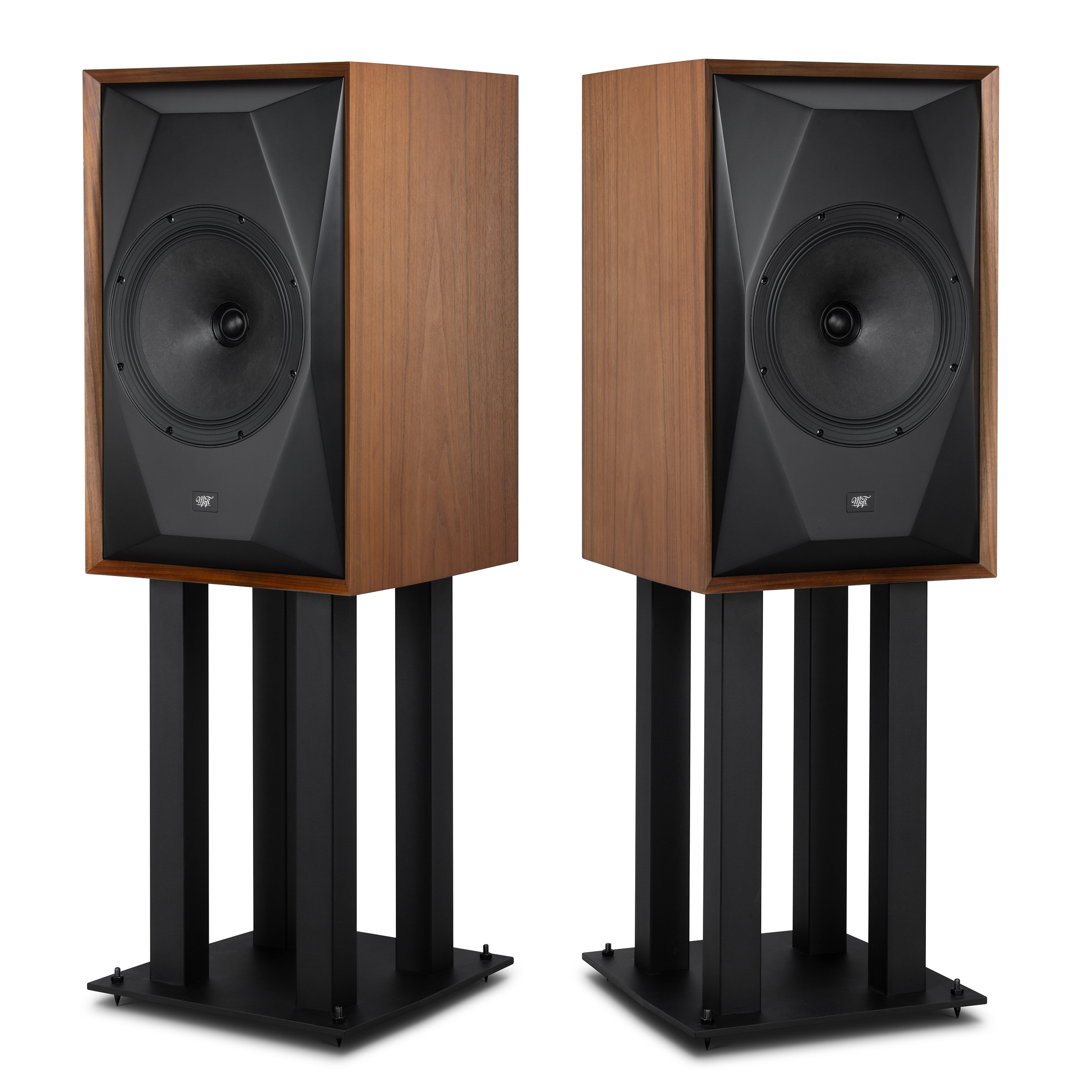 MoFi SourcePoint 10 Master Edition Walnut speakers on SourcePoint 10 stands