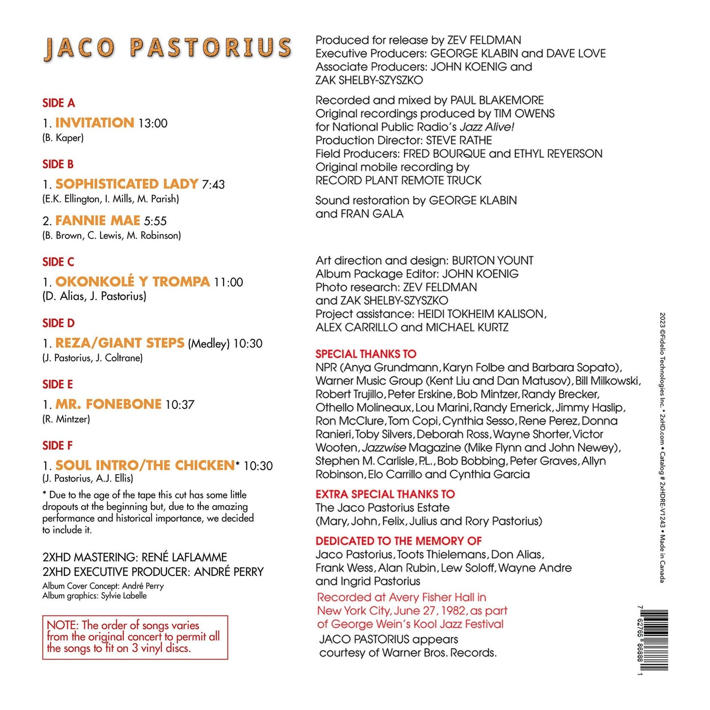 Jaco Pastorius - Truth, Liberty & Soul - 45rpm 3x LP