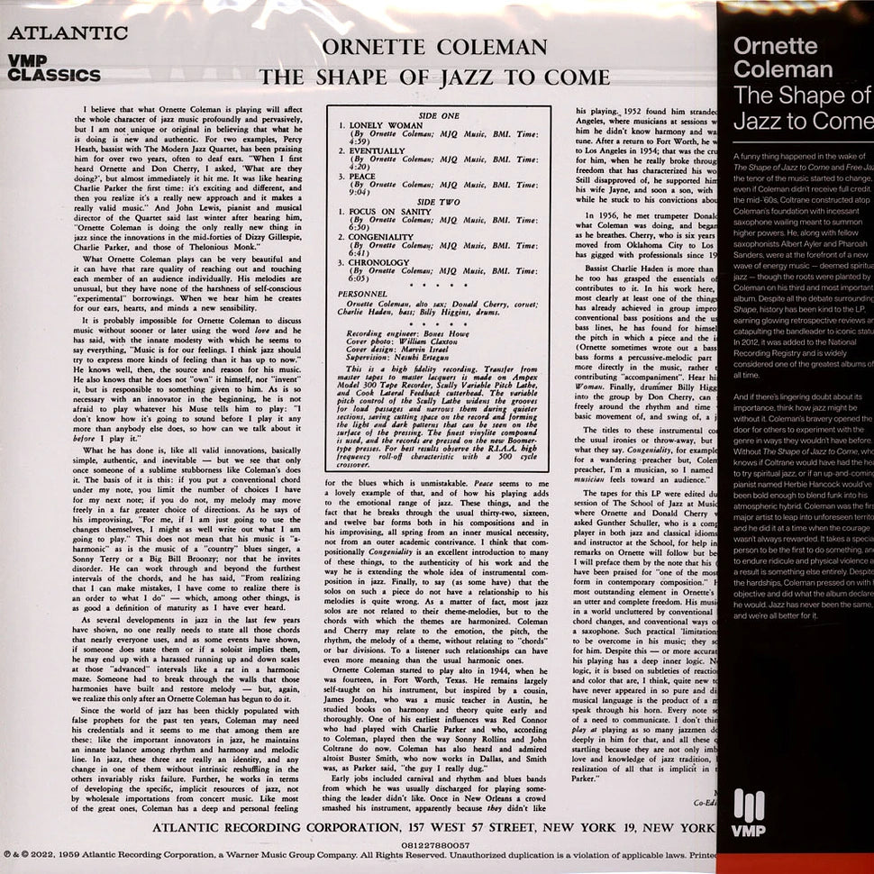 Ornette Coleman - The Shape Of Jazz To Come - Vinyl Me Please LP - vinyl