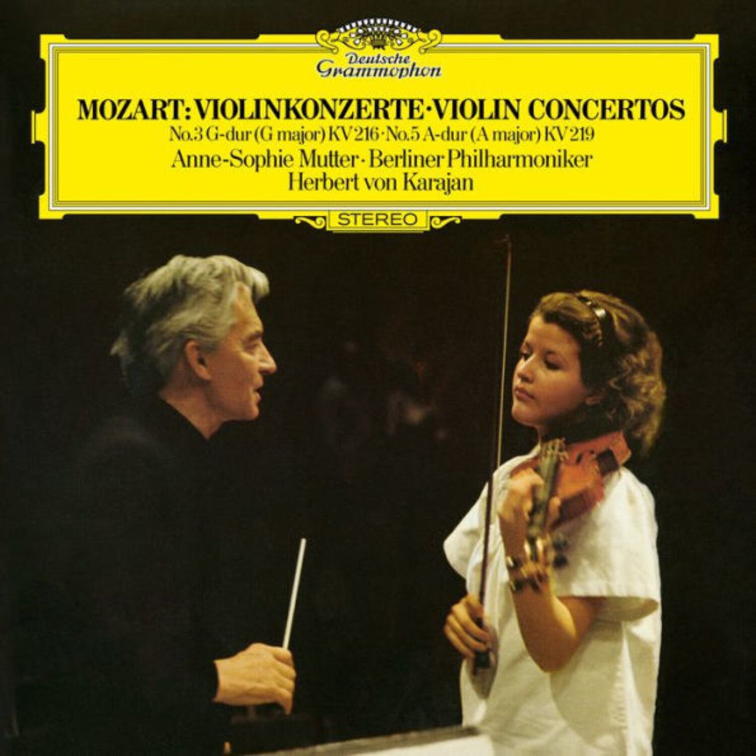 Anne-Sophie Mutter - Mozart Violin Concertos 3 & 5 - Deutsche Grammophon LP front cover
