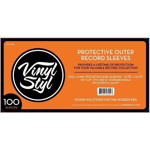Vinyl Styl® 12Inch Vinyl Record Outer Sleeve Polyethylene - 100 Count (Clear)