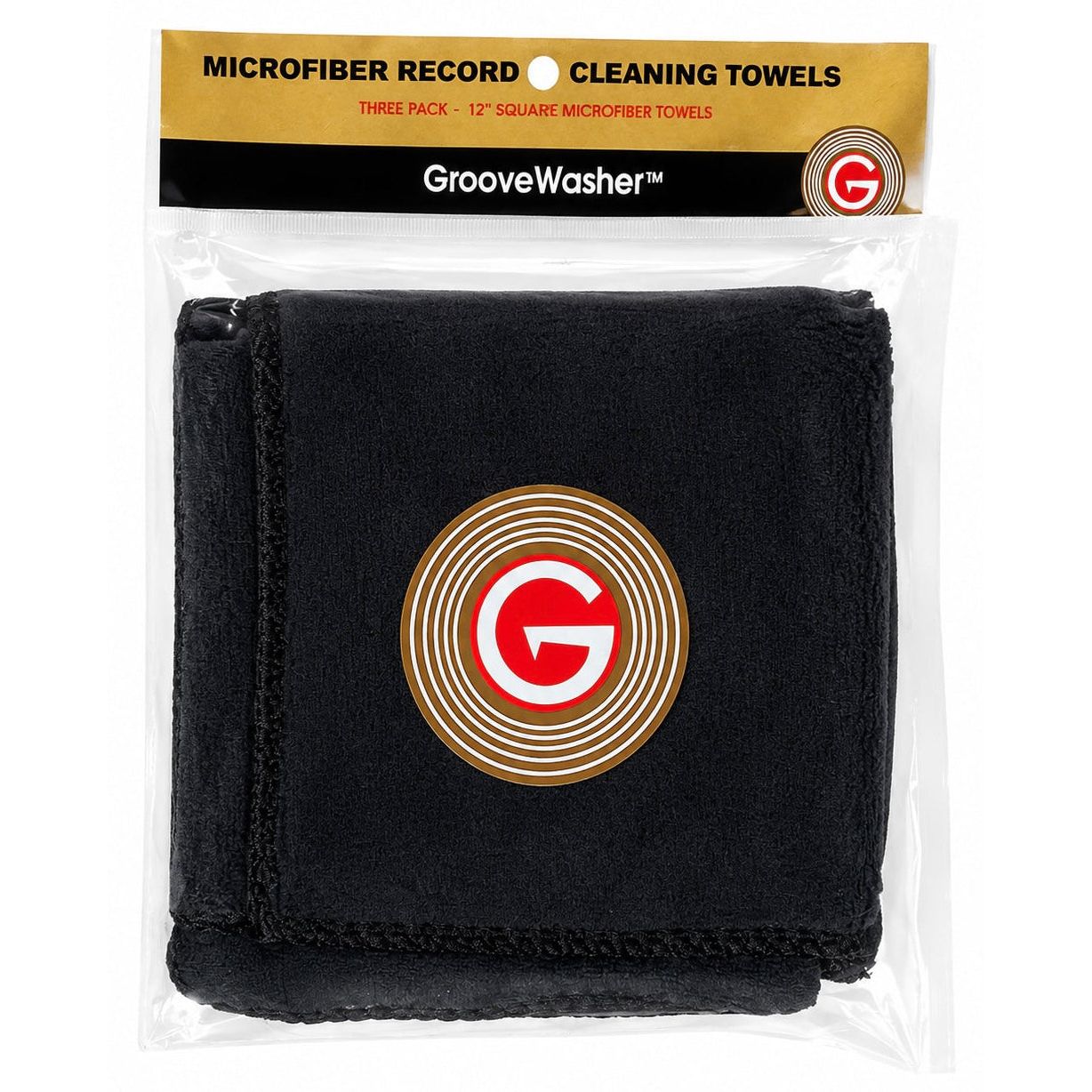 GrooveWasher black plush microfiber record cleaning towels, 3 pack