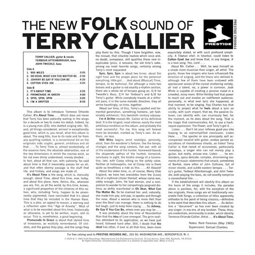 Terry Callier - The New Folk Sound of Terry Callier - Bluesville Acoustic Sounds Series LP