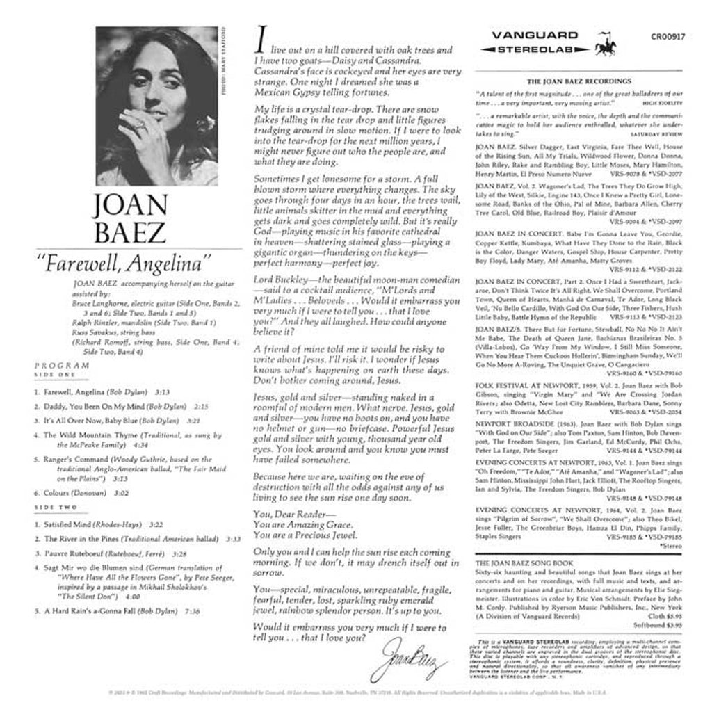 Joan Baez - Farewell, Angelina - LP