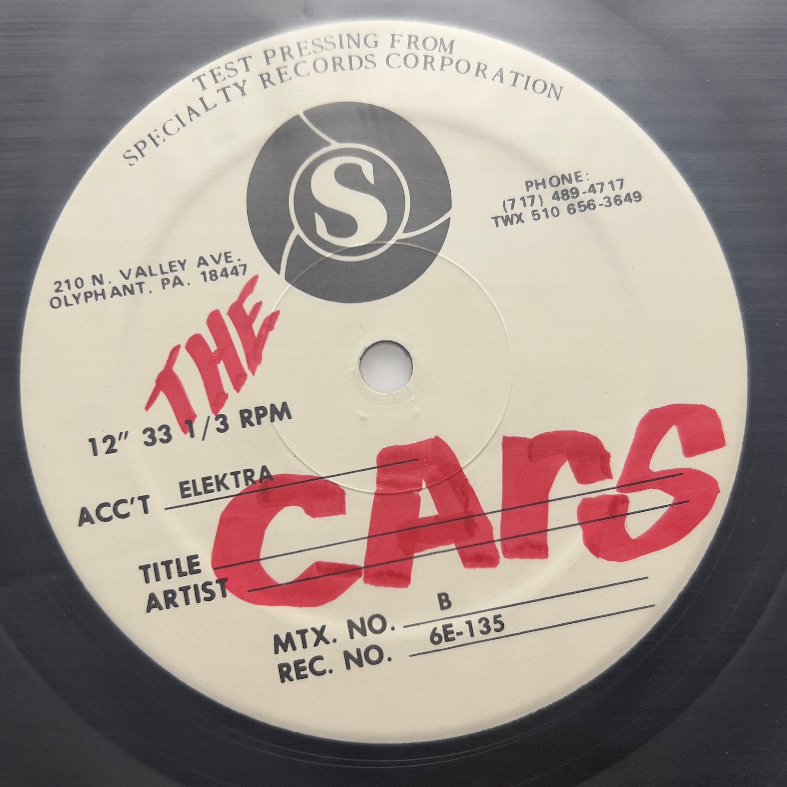 The Cars - The Cars - Test Pressing LP