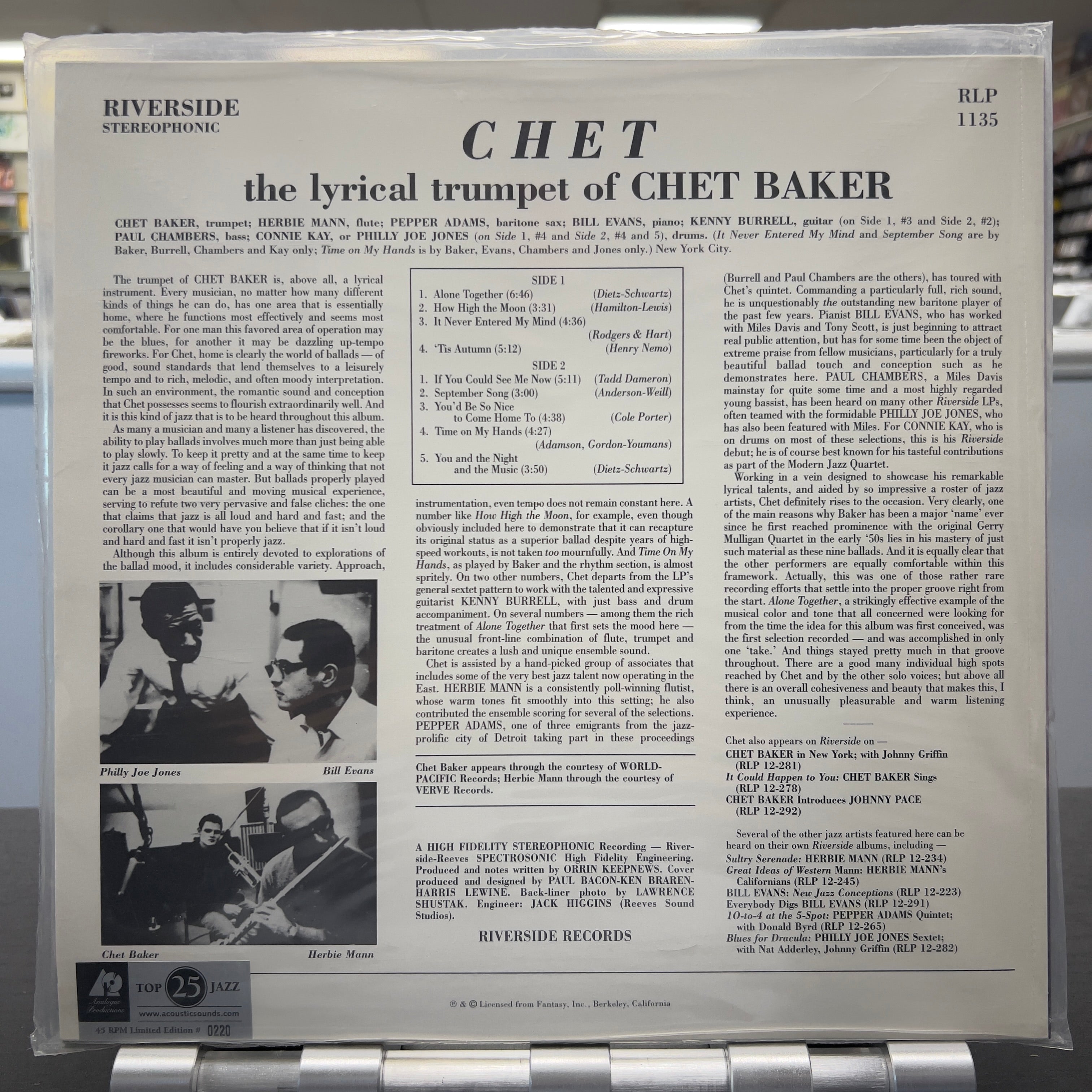 Chet Baker - Chet - Analogue Productions 45rpm LP