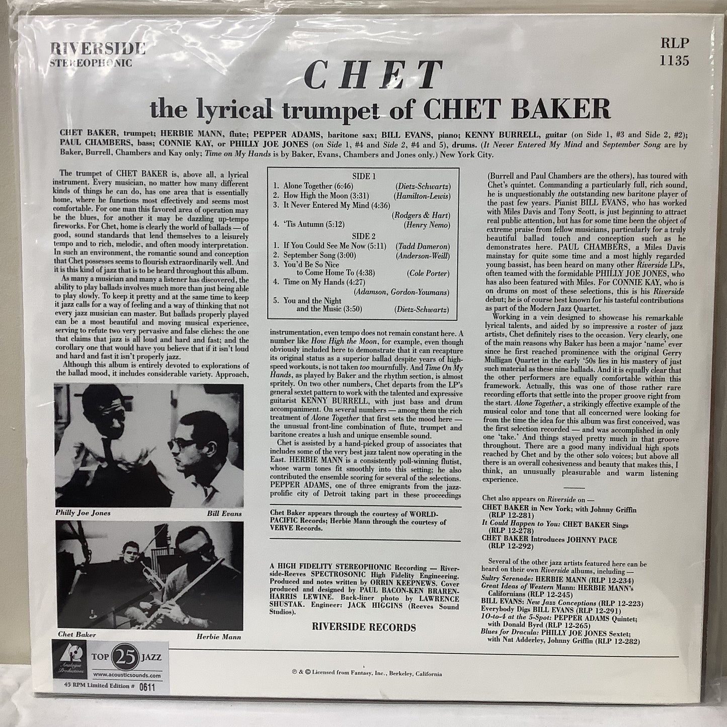 Chet Baker - Chet - Analogue Productions LP
