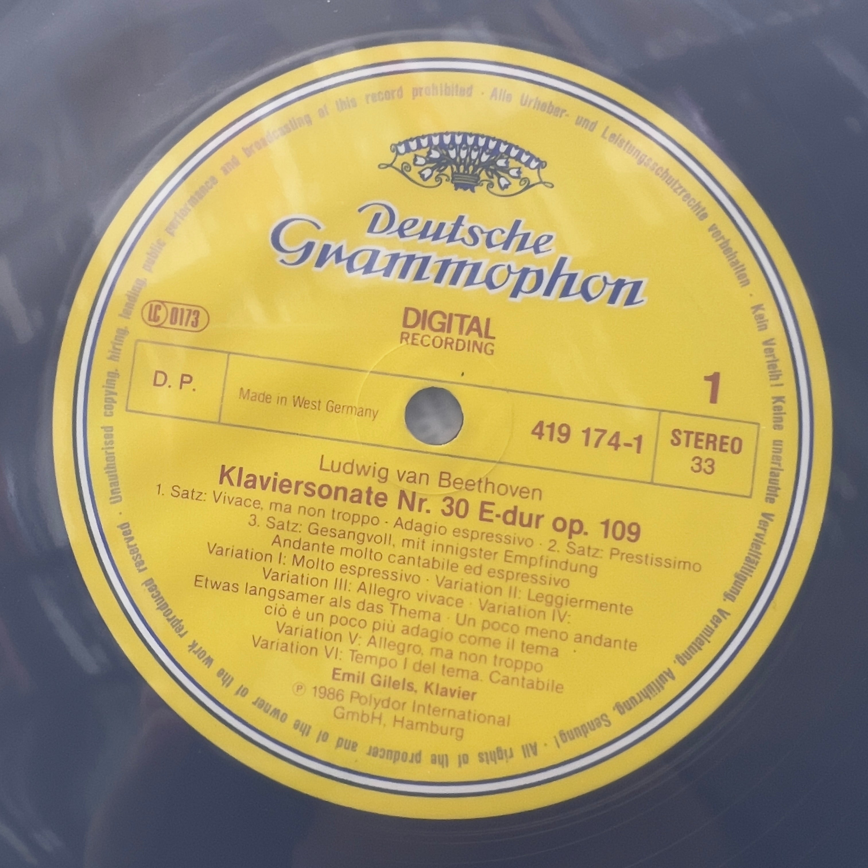 Ludwig van Beethoven / Emil Gilels - Klaviersonaten Nos. 30 & 31 - LP