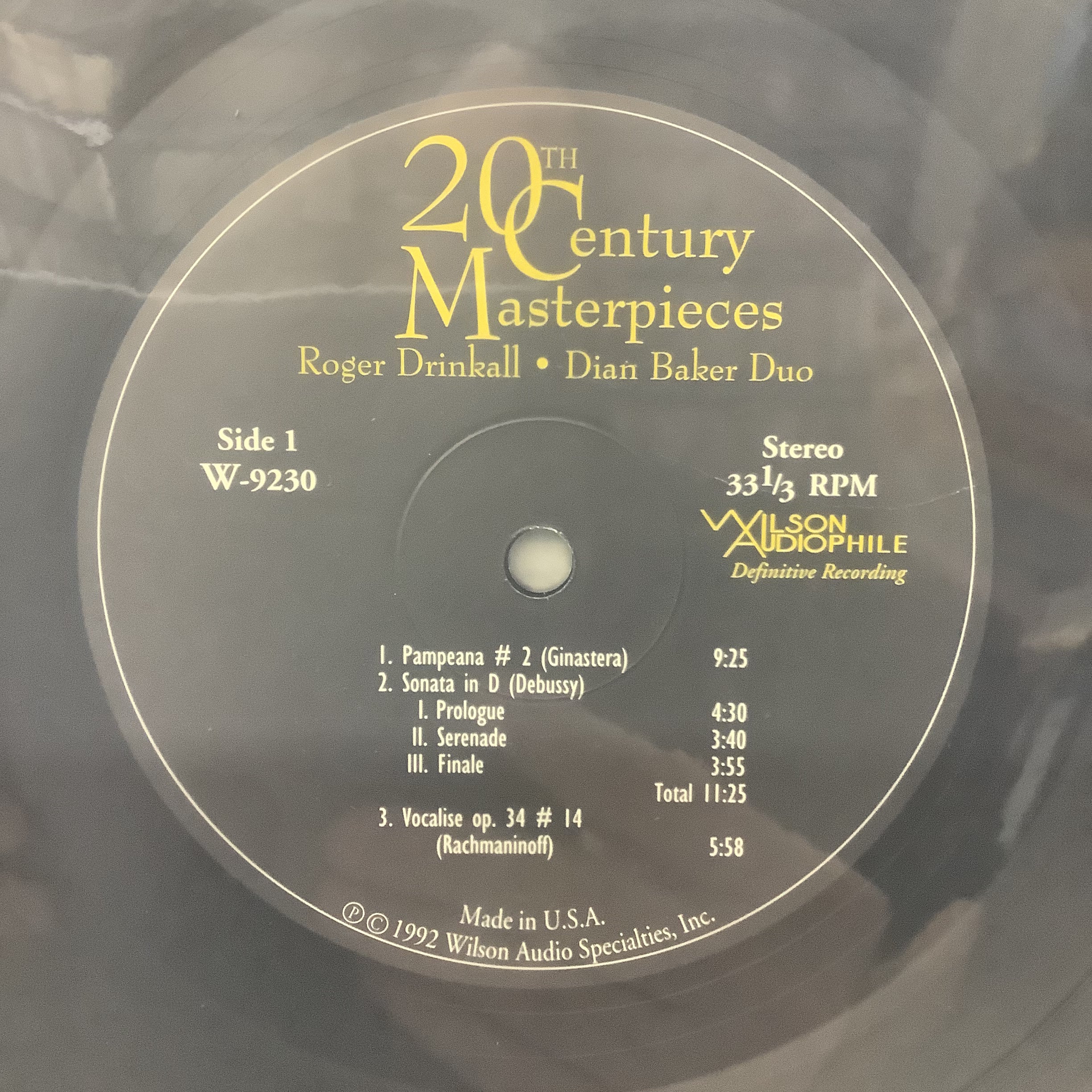 Roger Drinkall/Dian Baker - 20th Century Masterpieces for Piano & Cello - Wilson Audiophile :LP