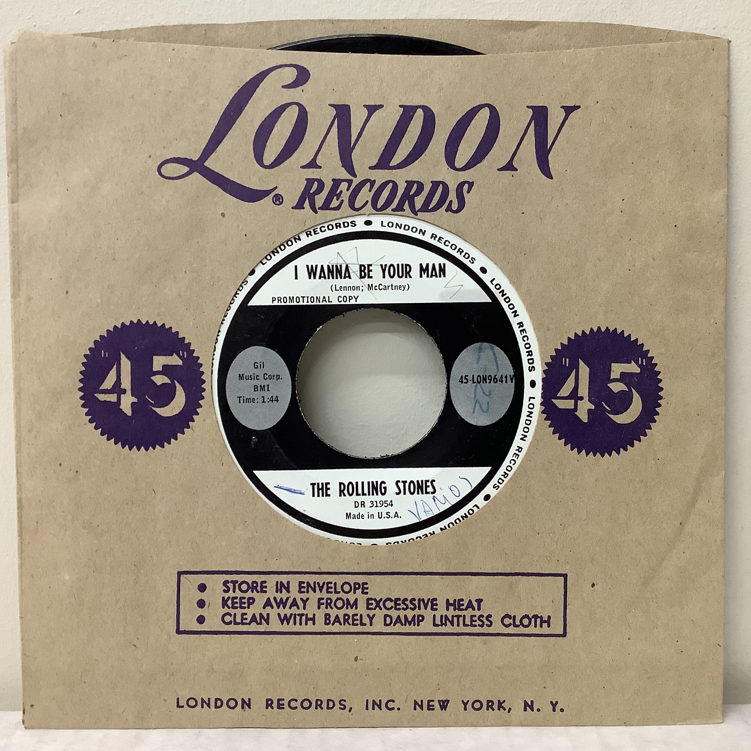 The Rolling Stones - I Wanna Be Your Man / Stoned - London Promo 7"