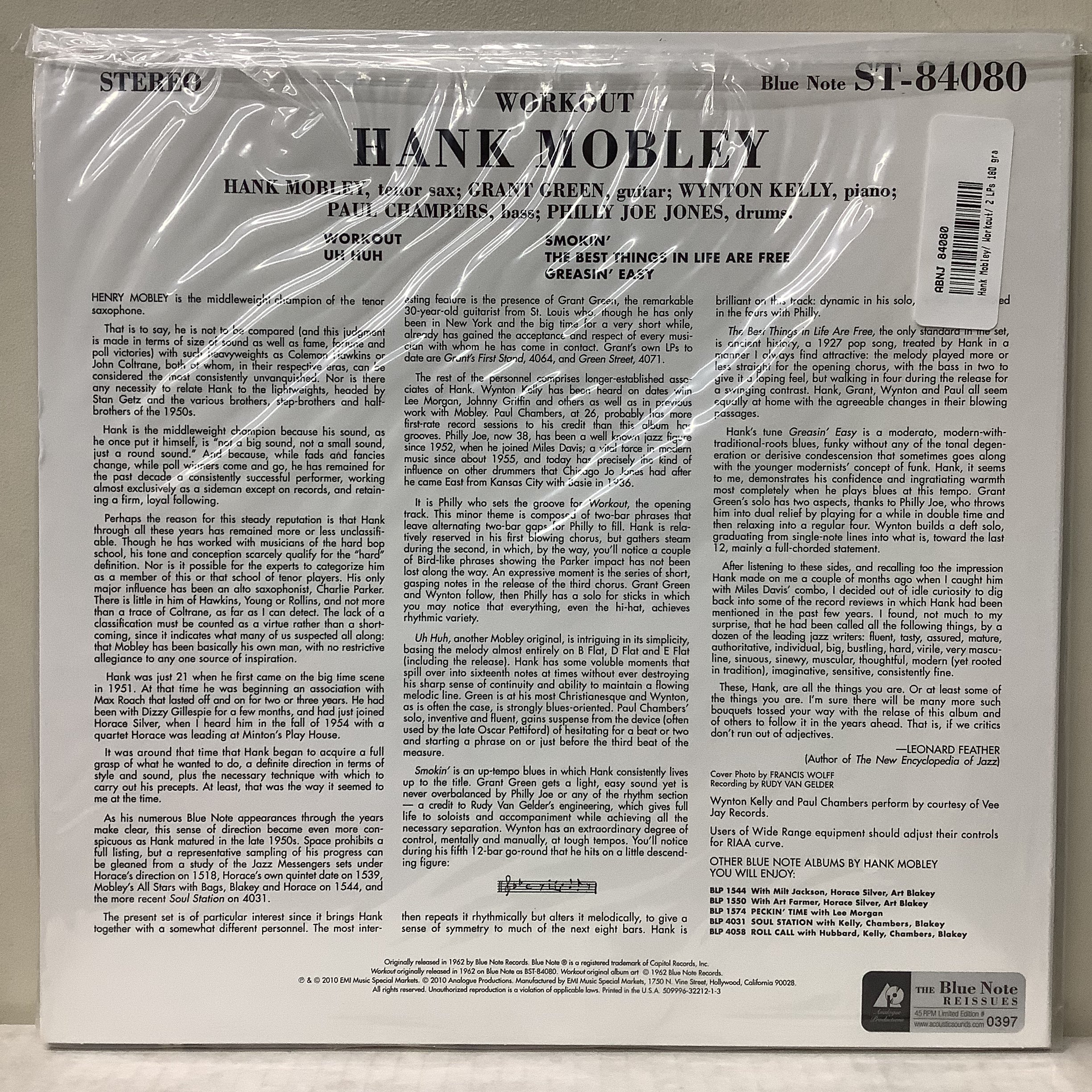 Hank Mobley - Workout - Analogue Productions 45rpm 2x LP