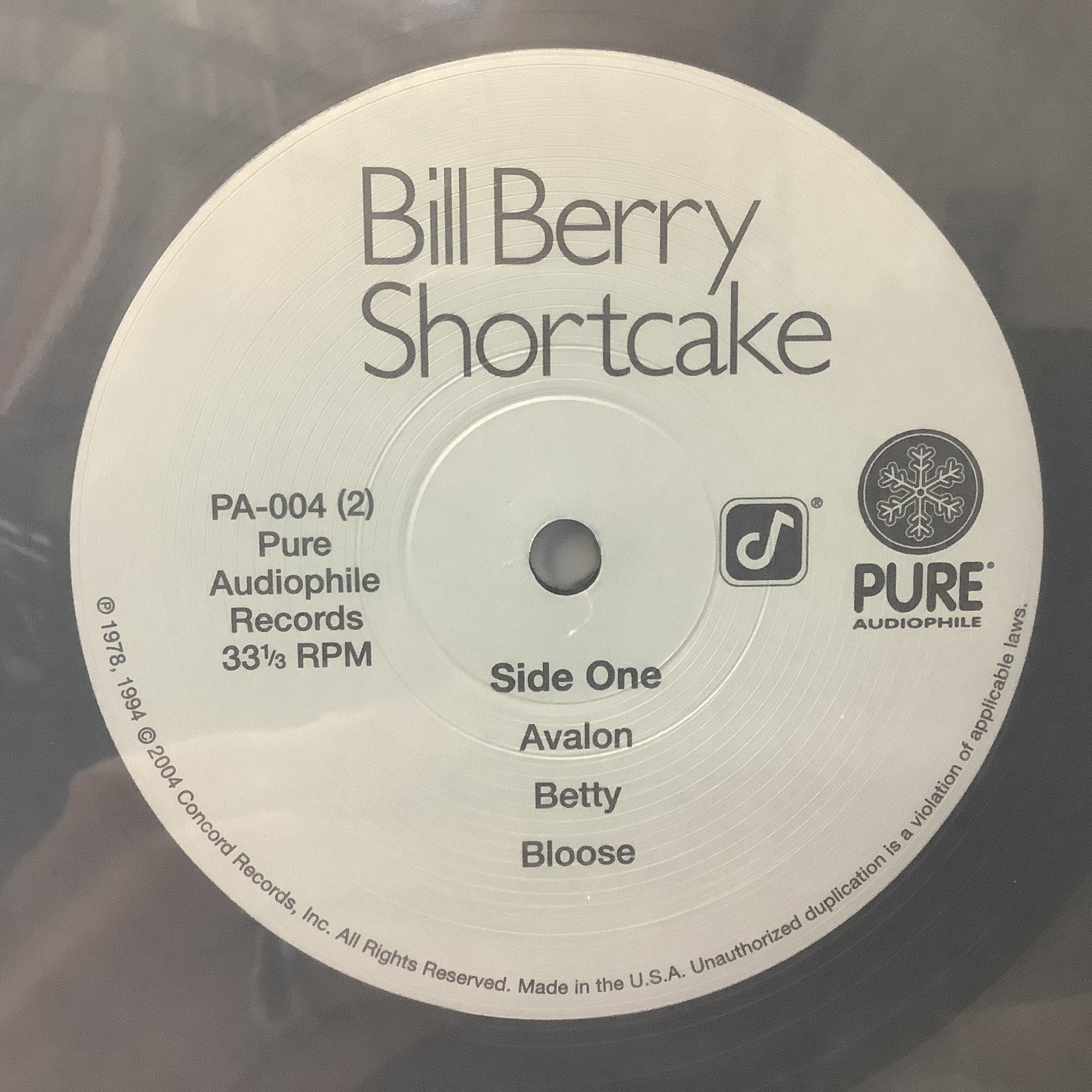 Bill Berry - Shortcake - Pure Audiophile 2x LP