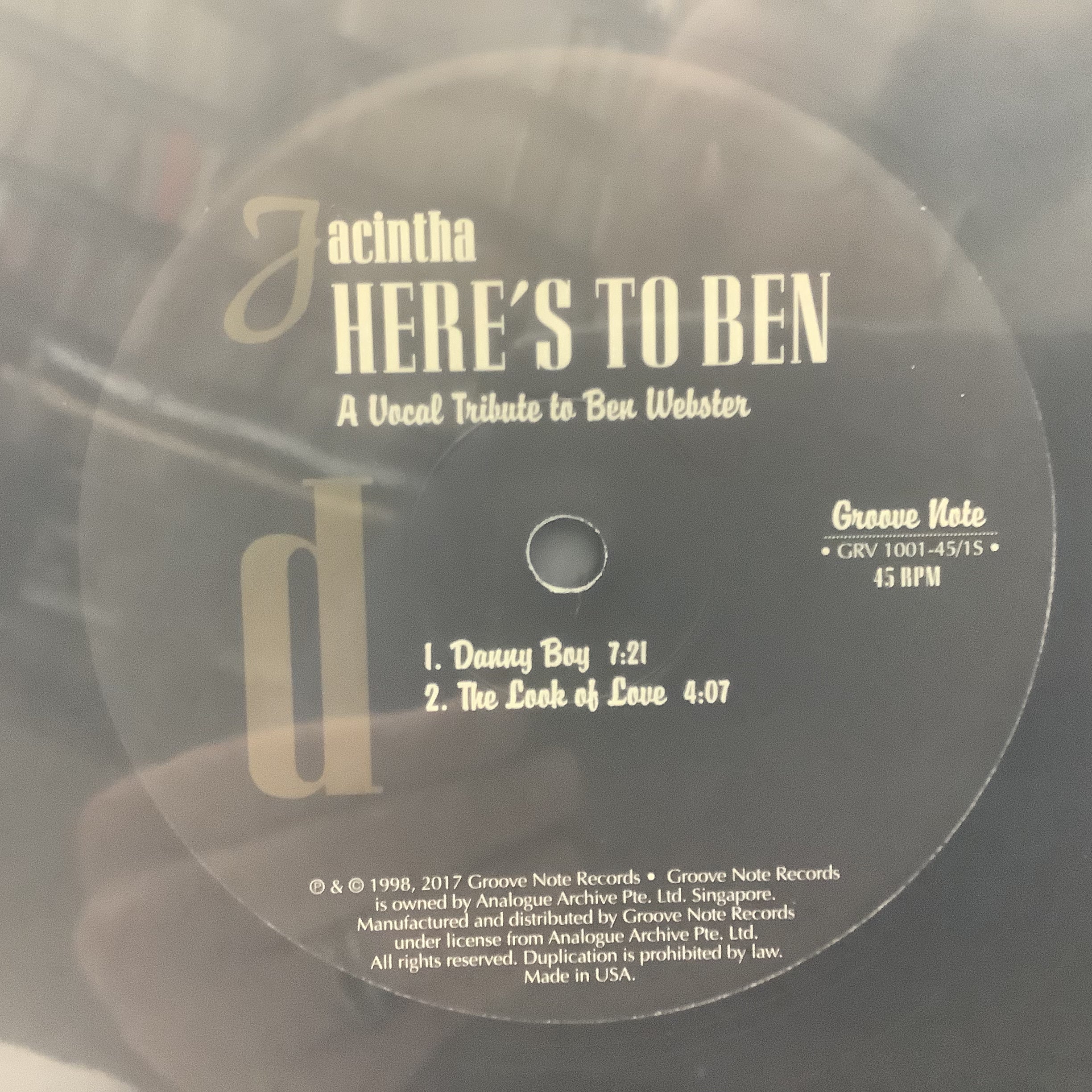 Jacintha - Here's to Ben (A Vocal Tribute to Ben Webster) - Groove Note One Step 45RPM 2x LP