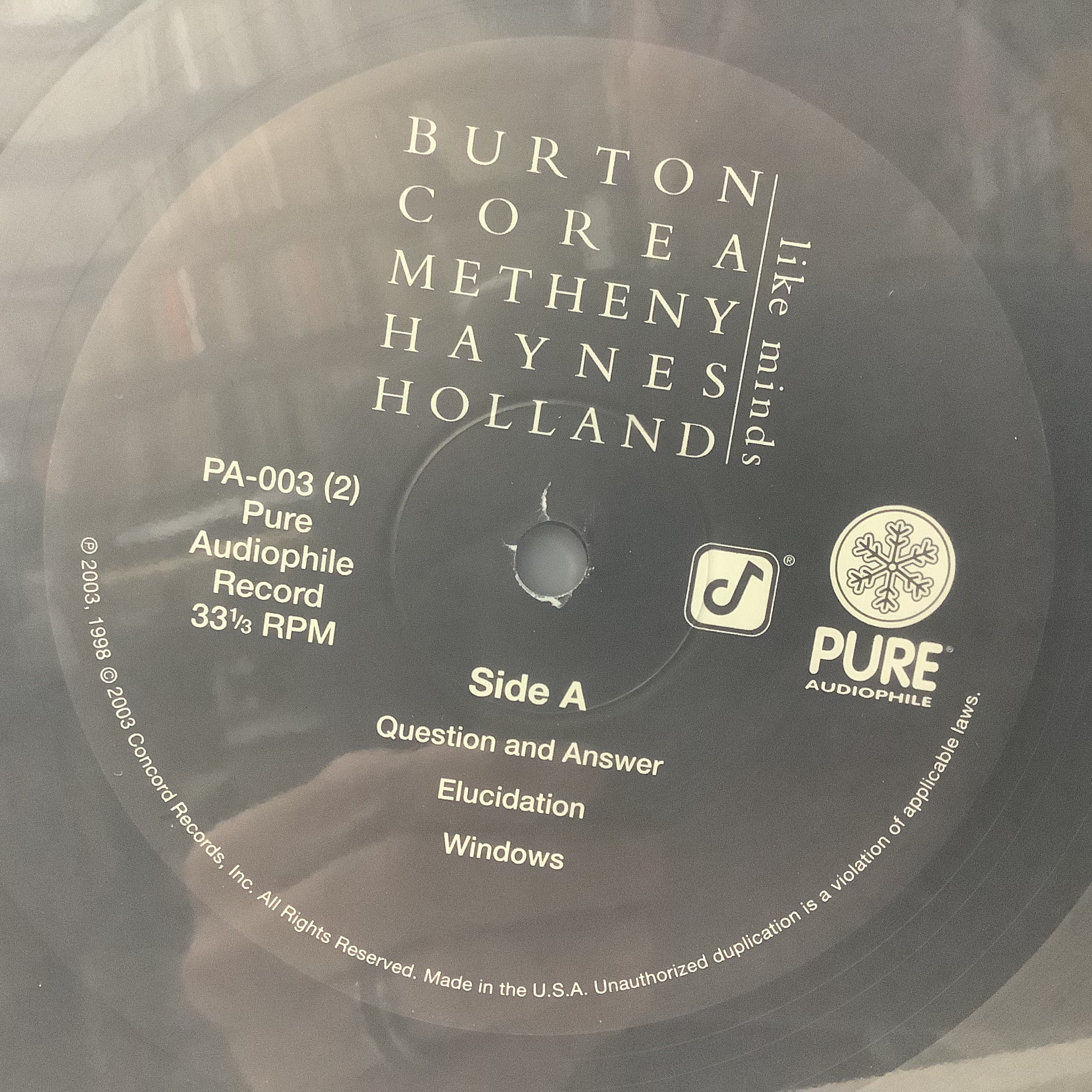 Burton/Corea/Metheny/Haynes/Holland - Like Minds - Pure Audiophile 2x LP