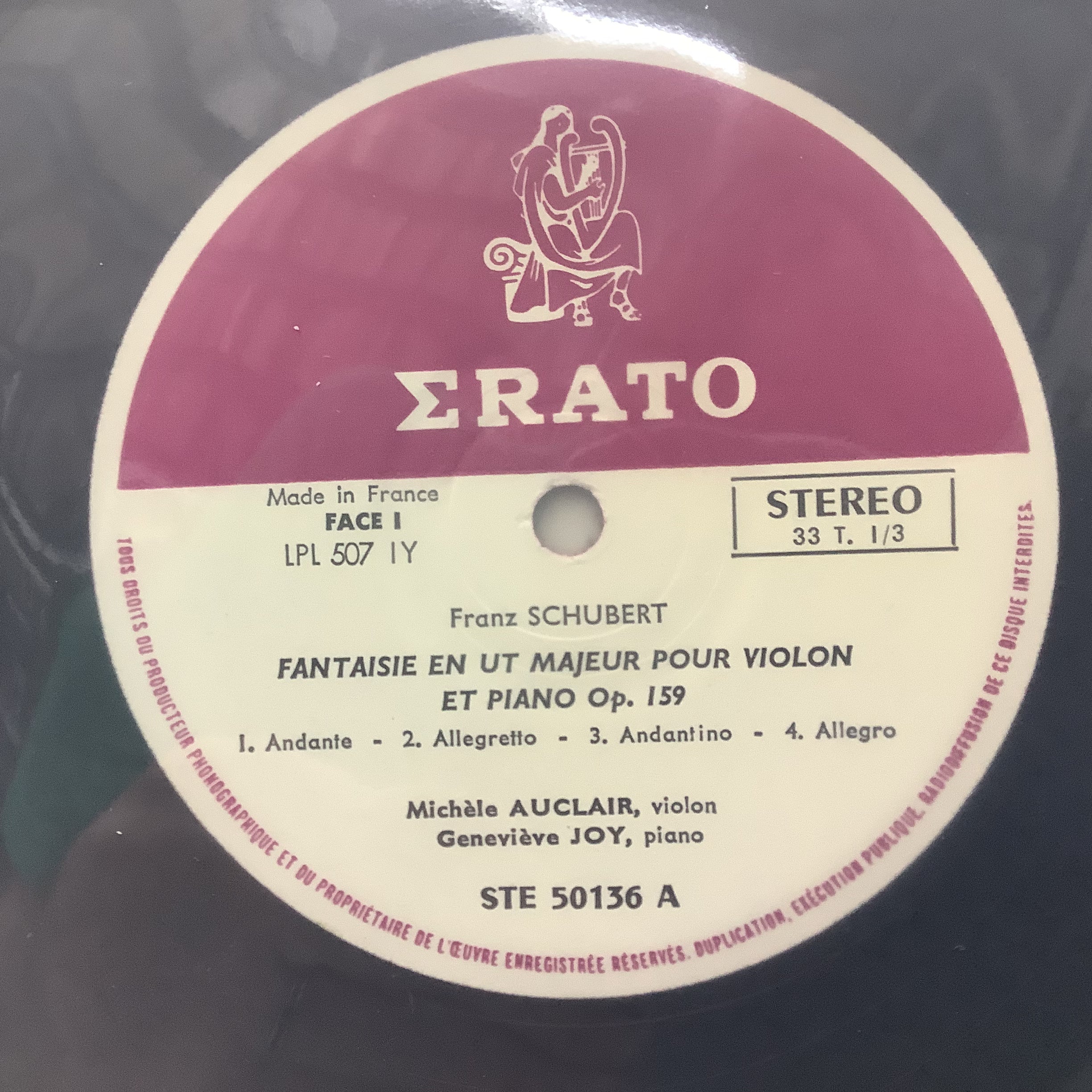 Franz Schubert , Michèle Auclair, Geneviève Joy - Intégrale De L'œuvre Pour Violon & Piano En 2 Volumes Vol. I - Erato LP