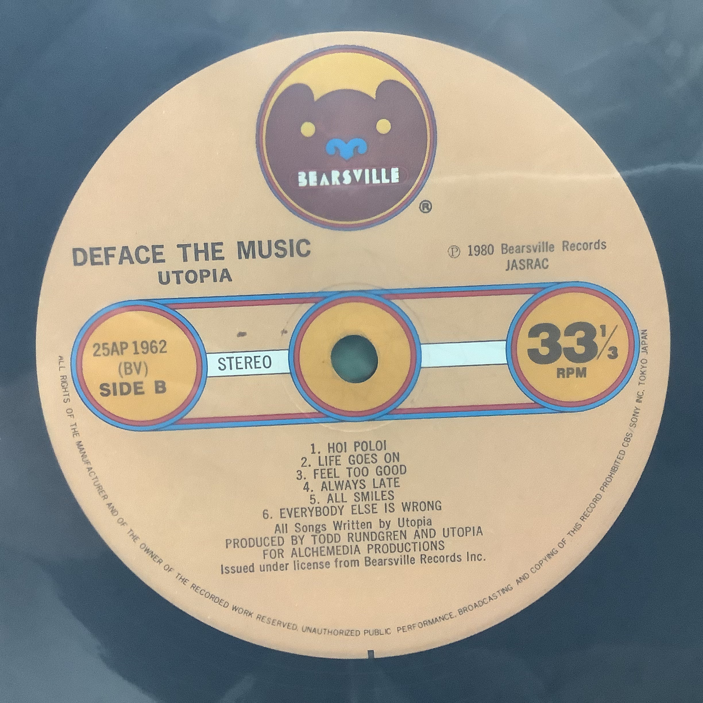 Todd Rundgren/Utopia - Deface the Music - Autographed LP