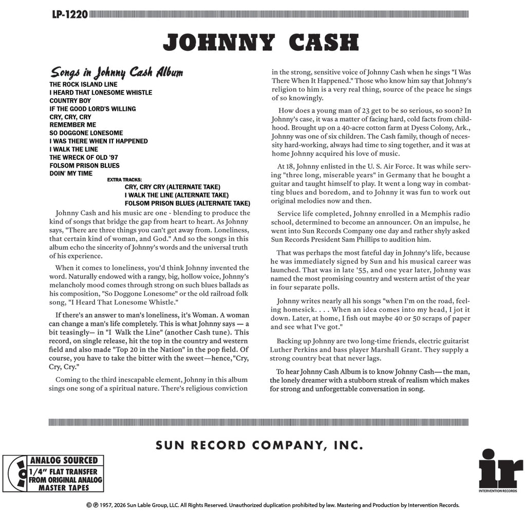 Johnny Cash - Johnny Cash with His Hot and Blue Guitar - Intervention SACD back cover