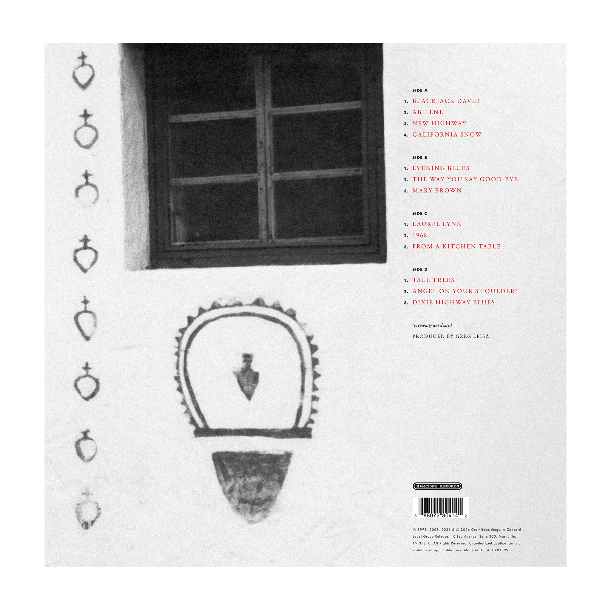 Dave Alvin - Blackjack David back cover with four-side track listing