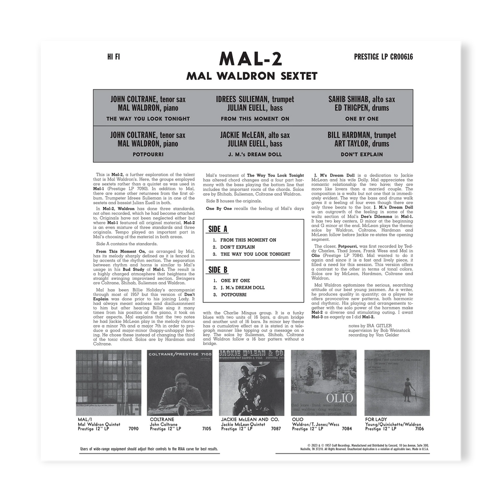 Mal Waldron Sextet - Mal/2 - OJC LP