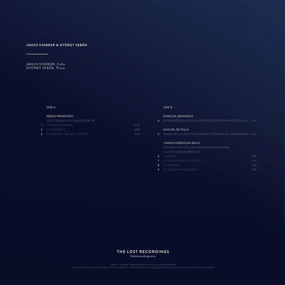 Janos Starker and Gyorgy Sebok - The Unreleased Berlin Studio Recordings 1963 - The Lost Recordings LP