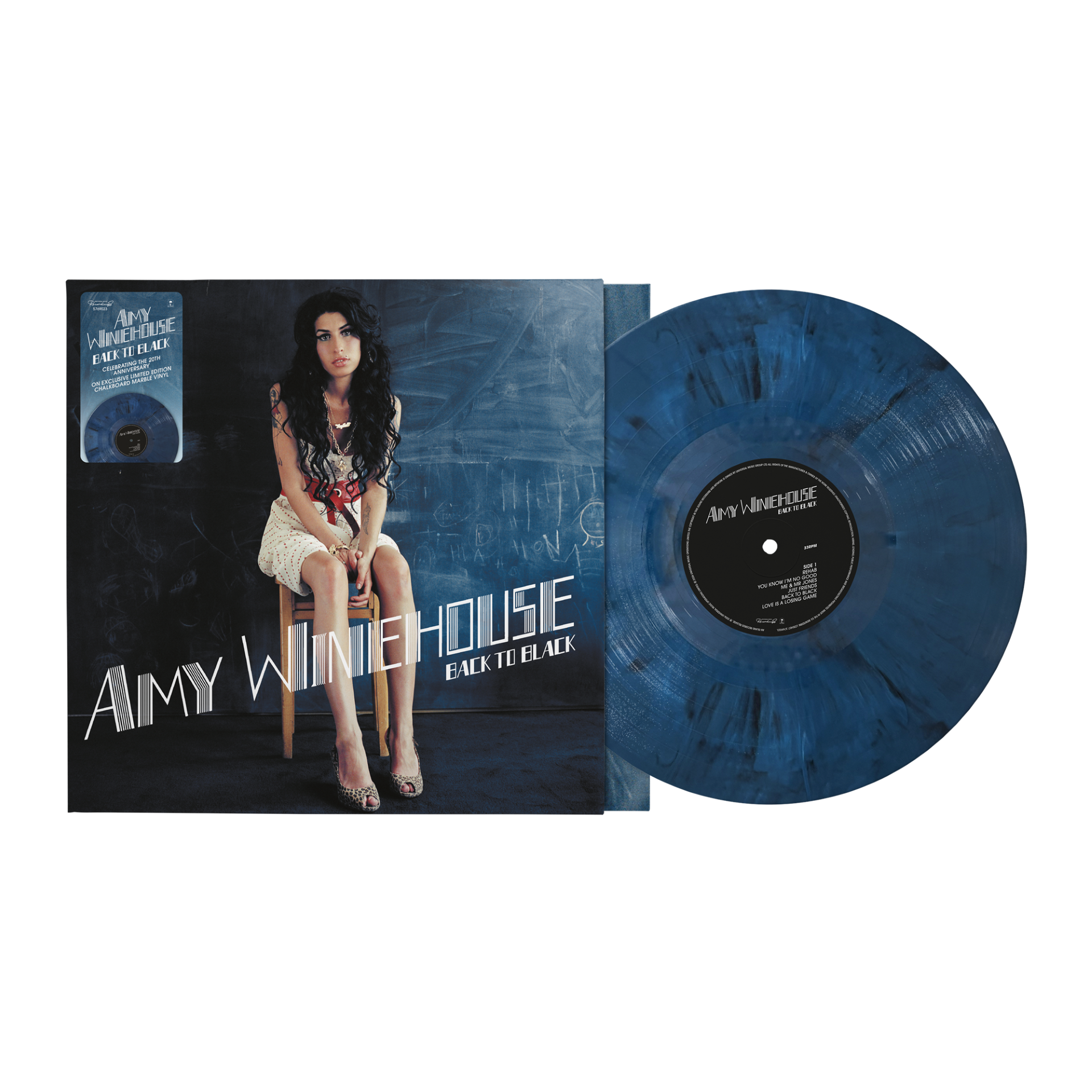 Amy Winehouse - Back To Black (20th Anniversary) chalkboard marble vinyl packshot
