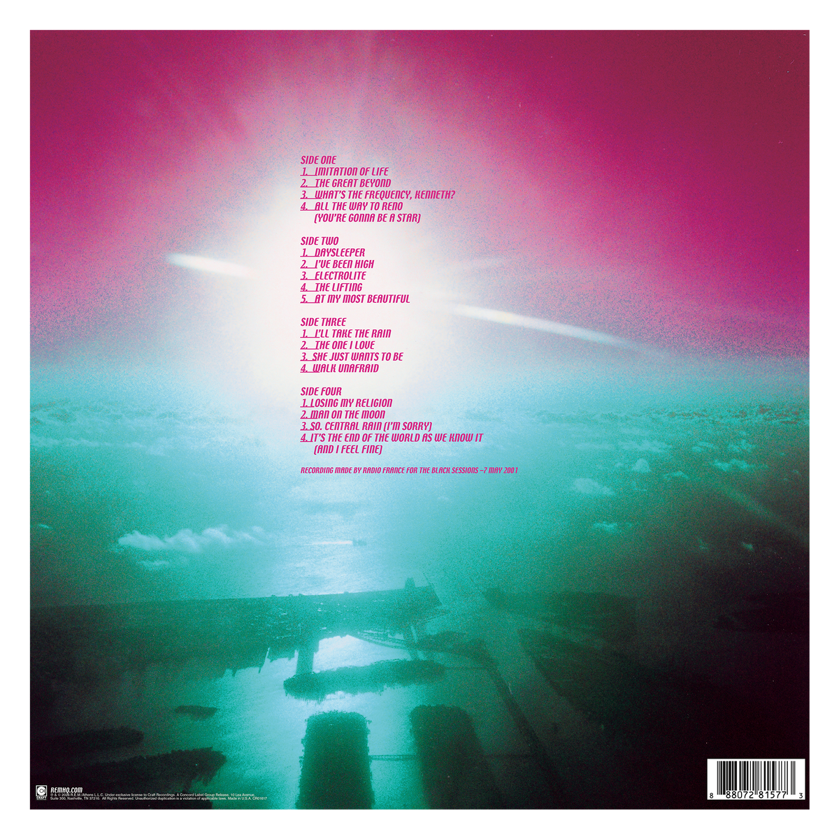 R.E.M. - The Black Sessions Revealed - back cover with track listing