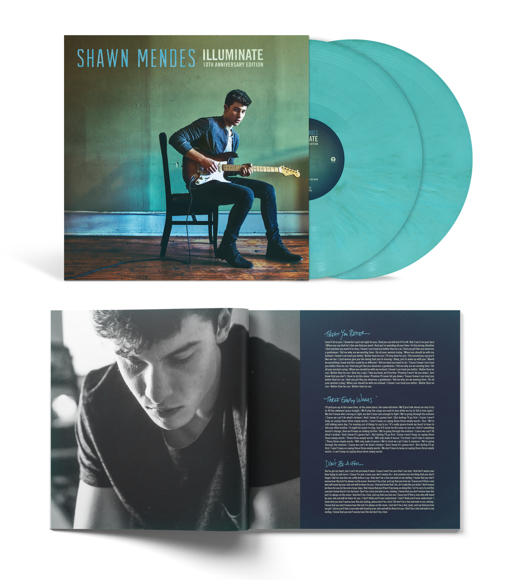 Shawn Mendes - Illuminate (10th Anniversary Edition) - Translucent Aqua LP full packshot