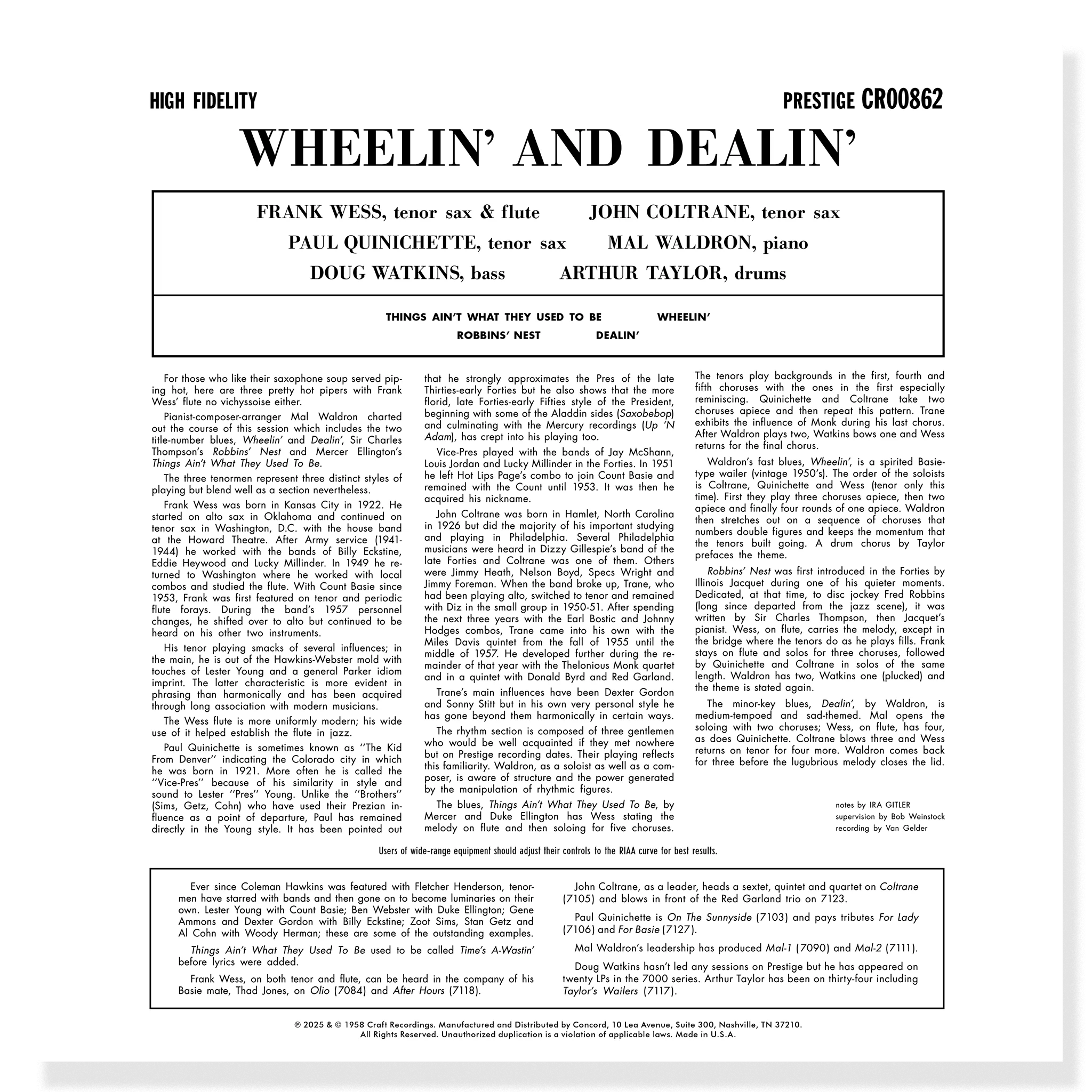 The Prestige All Stars - Wheelin' & Dealin' - OJC LP