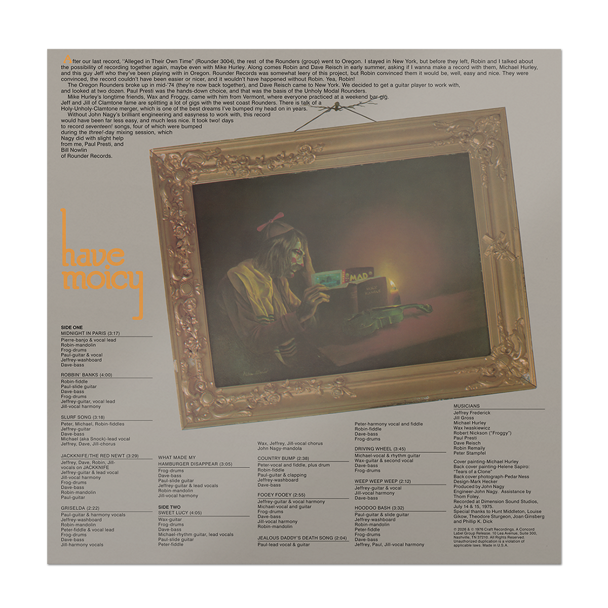 Have Moicy! - LP back cover