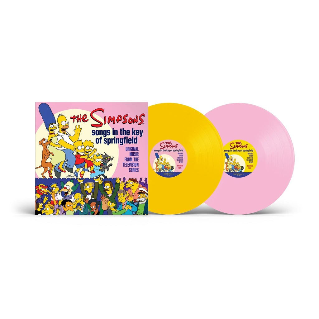 The Simpsons - Songs in the Key of Springfield Canary Yellow and Baby Pink vinyl packshot