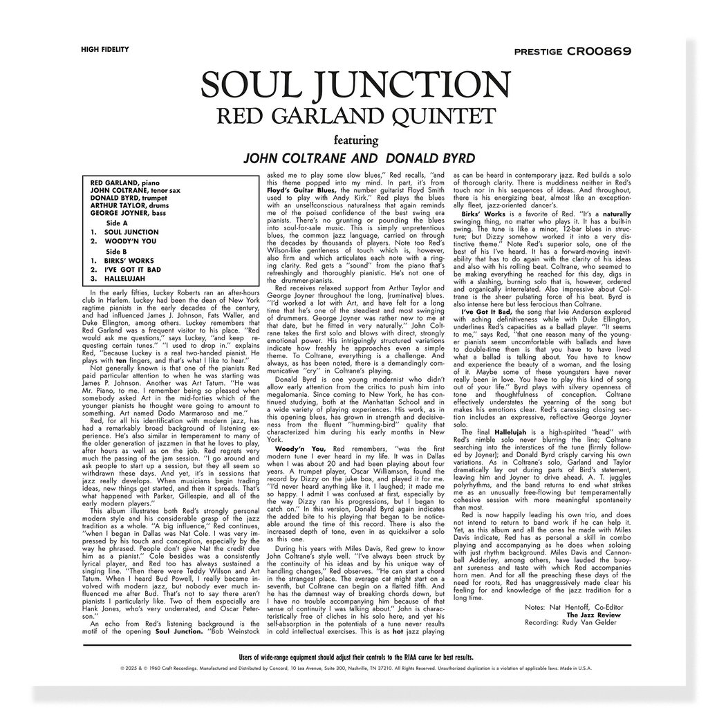 [Pre Order] Red Garland Quintet - Soul Junction - OJC LP