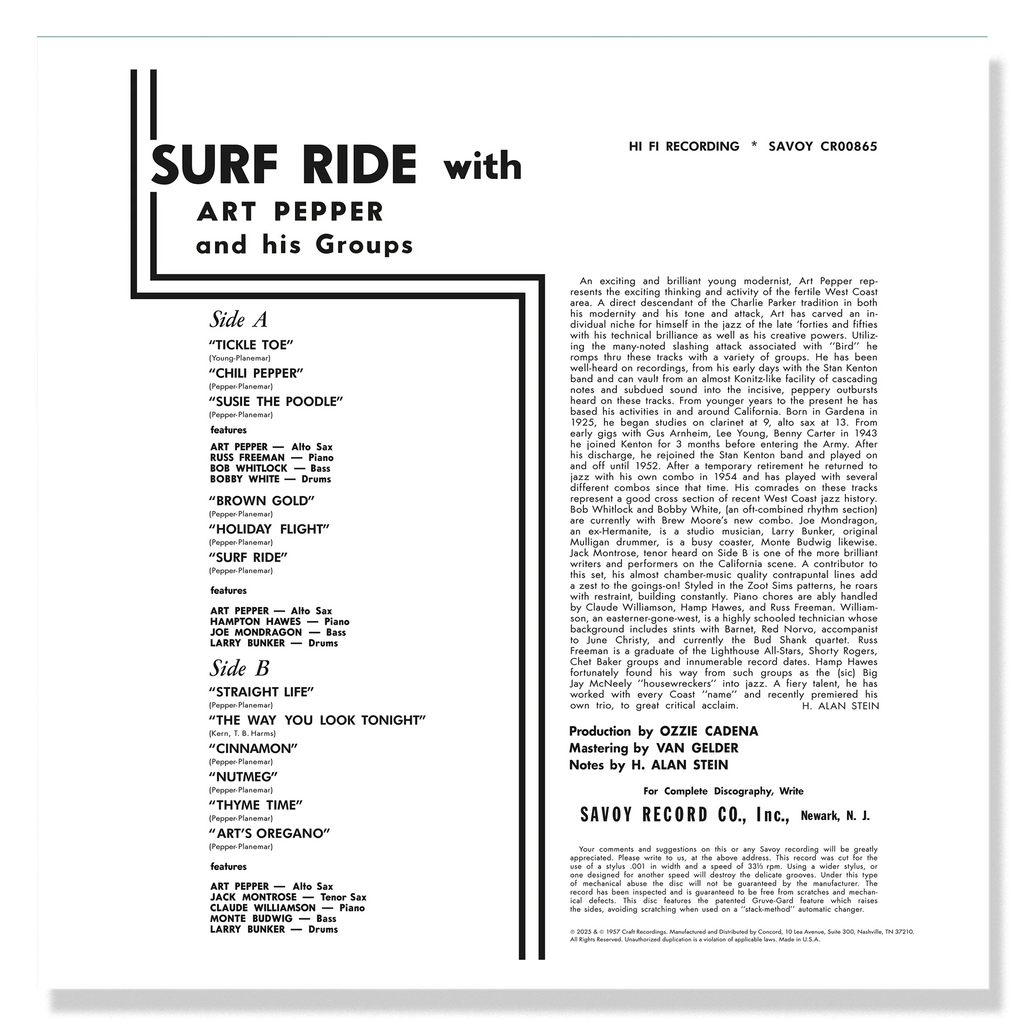 Art Pepper - Surf Ride - OJC LP