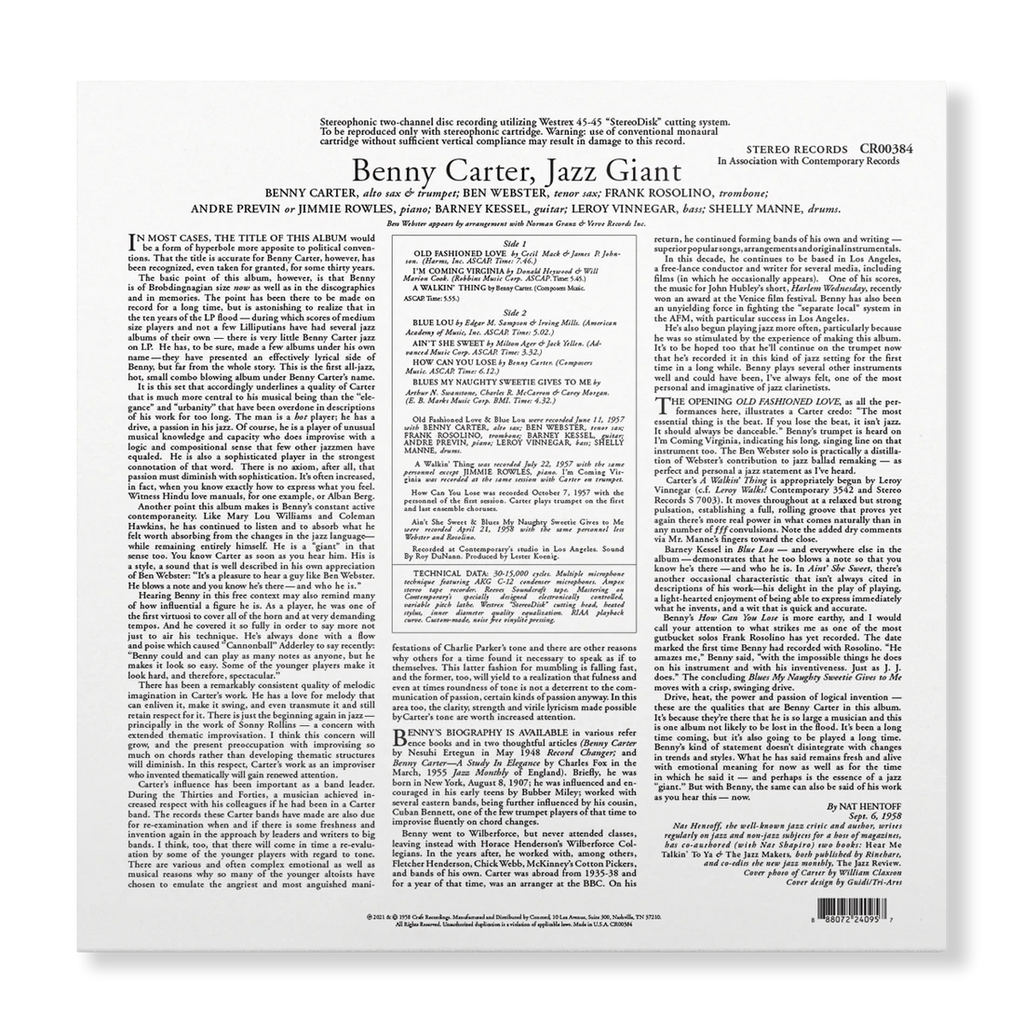 Benny Carter – Jazz Giant – Zeitgenössische LP 