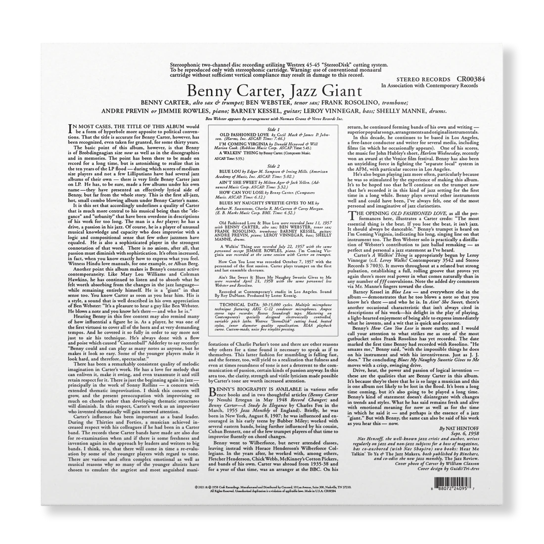 Benny Carter – Jazz Giant – Zeitgenössische LP 