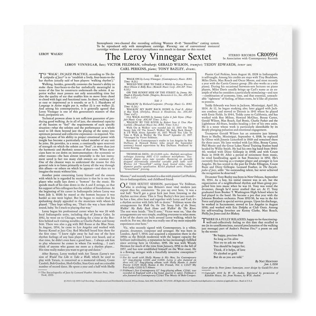 El Sexteto Leroy Vinnegar - ¡Leroy Walks! - LP contemporáneo