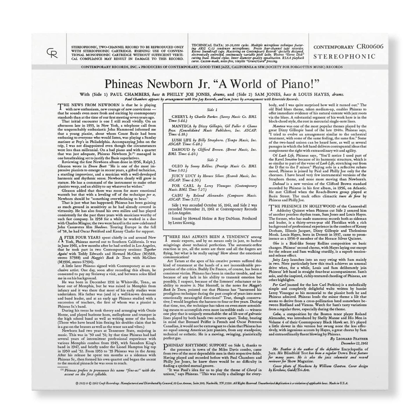 (Pre-pedido) Phineas Newborn Jr. - ¡Un mundo de piano! - LP contemporáneo *