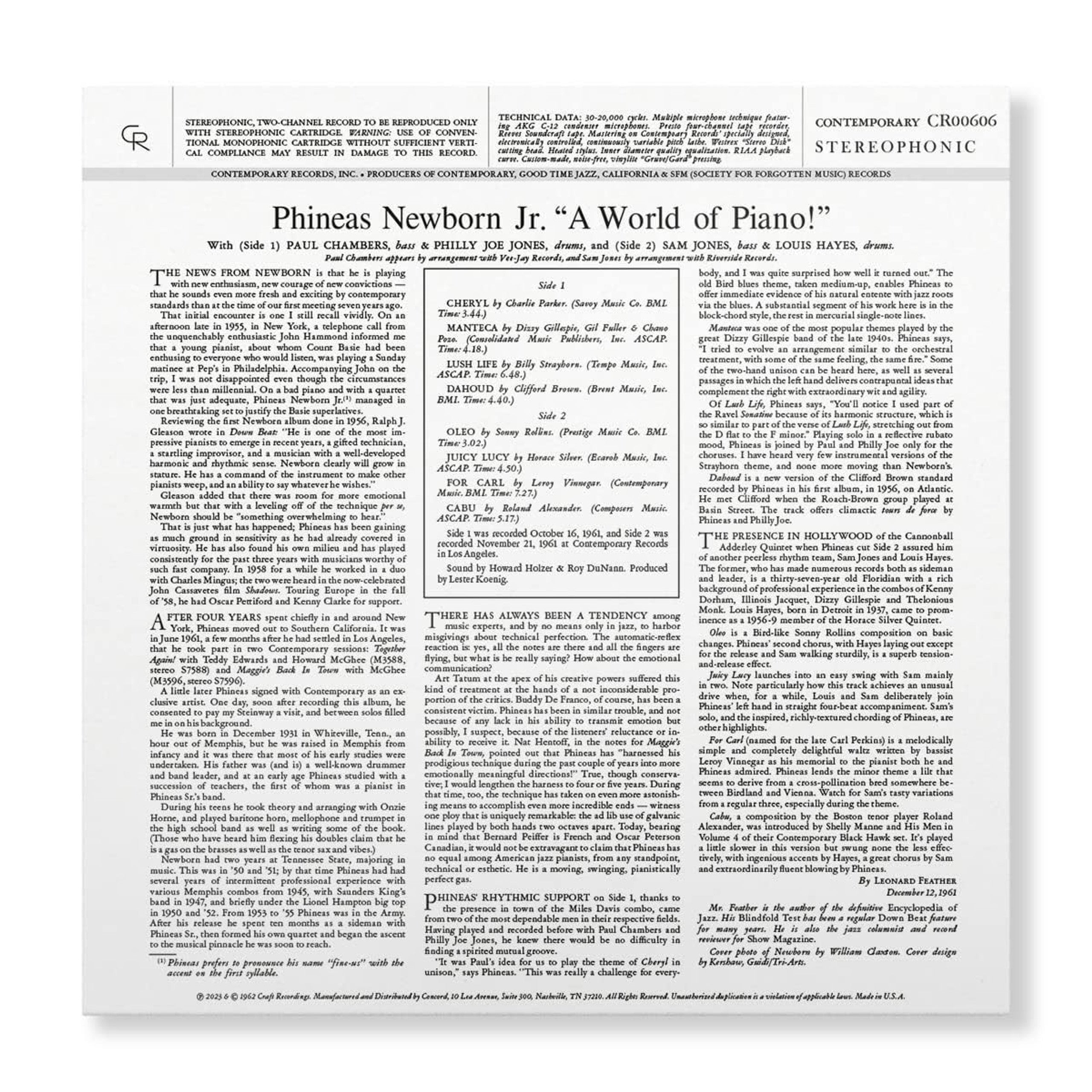Phineas Newborn Jr. - ¡Un mundo de piano! - LP contemporáneo