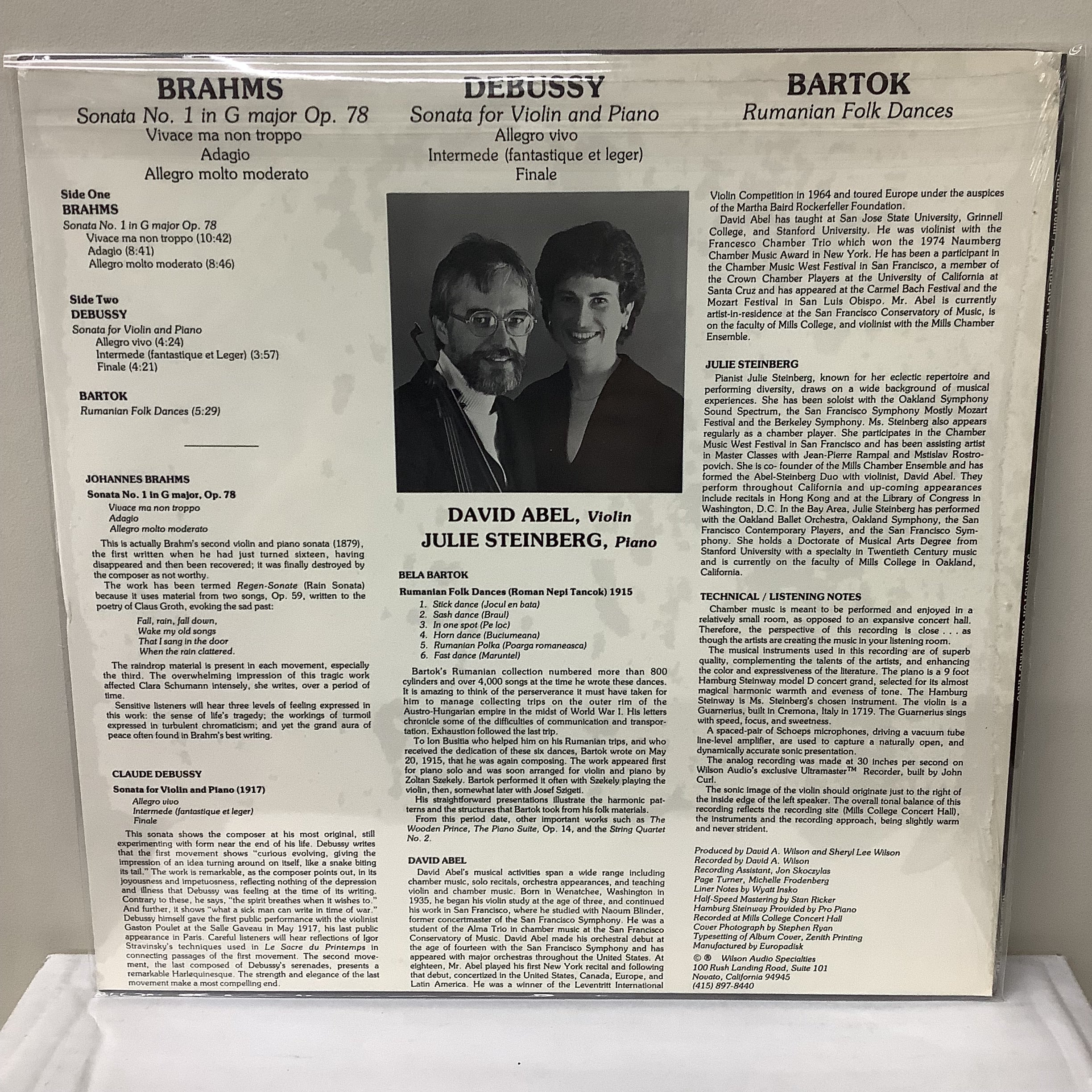 Julie Steinberg/David Abel - Sonatas for Violin and Piano - Wilson Audiophile LP