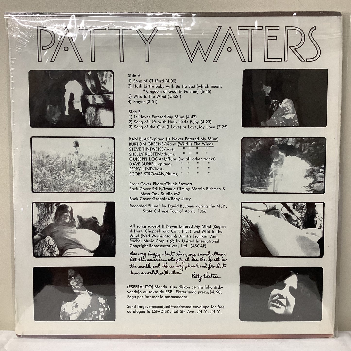 Patty Waters - College Tour - ESP-Disk LP