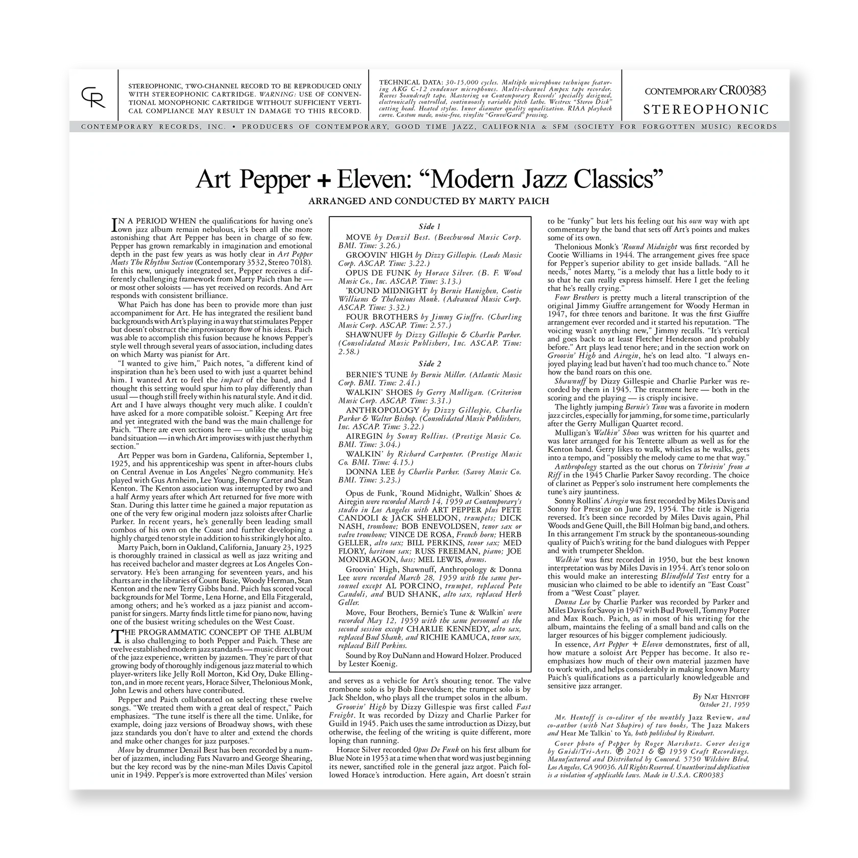 Art Pepper - +11 - Contemporary LP