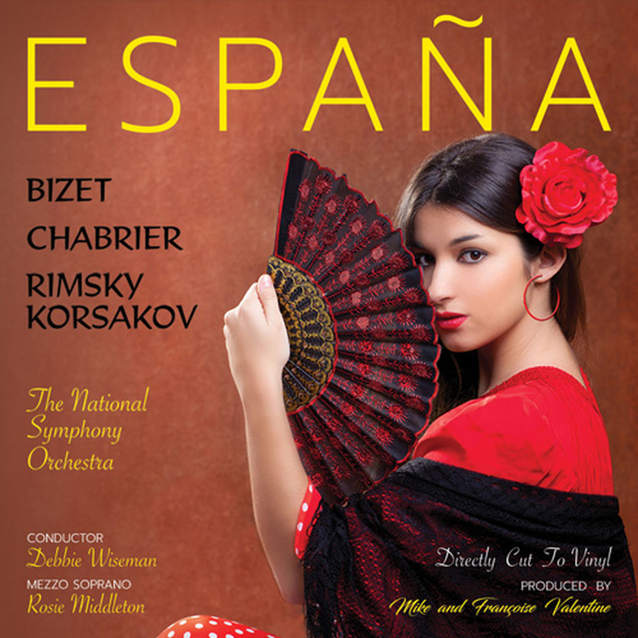 Bizet, Chabrier, Rimsky Korsakov, The National Symphony Orchestra, Dirigentin Debbie Wiseman, Mezzosopranistin Rosie Middleton – España – A Tribute To Spain – LP