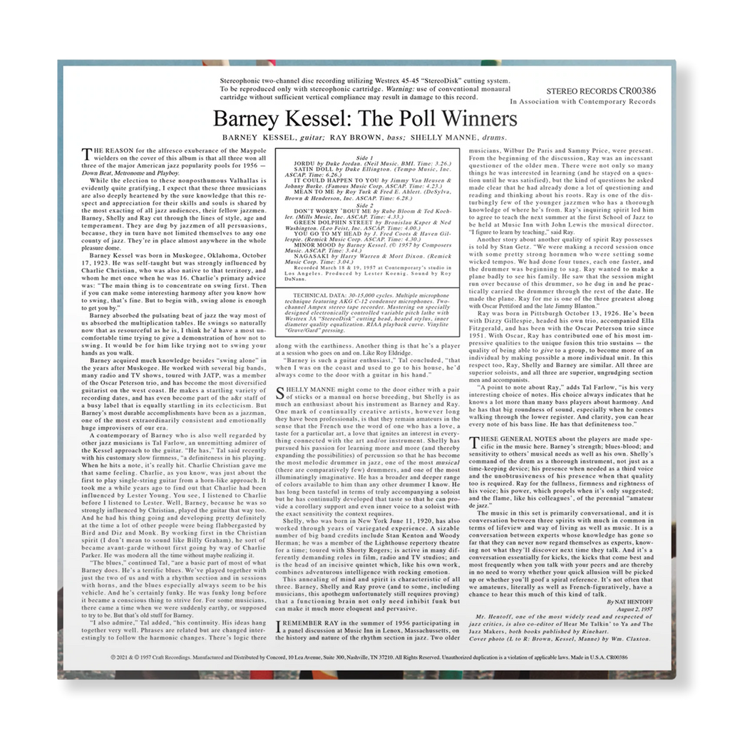 Barney Kessel, Ray Brown, and Shelly Manne - The Poll Winners - Contemporary LP